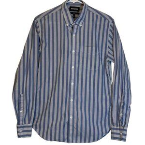 BONOBOS Slim Fit L/S Button Front Shirt Blue White Stripe Size Med EUC #7676
